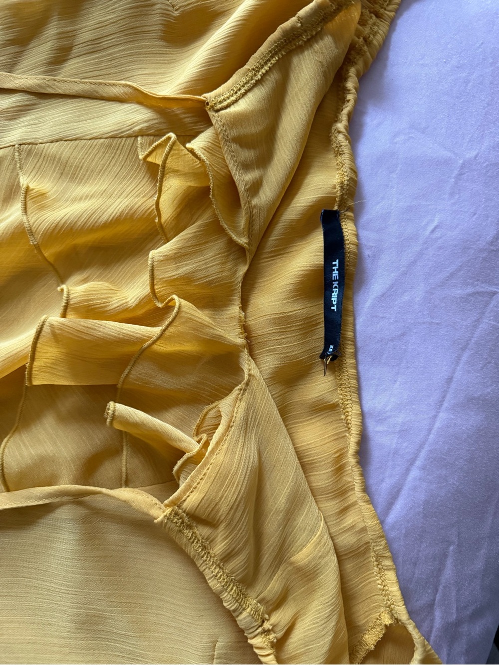 Off-Shoulder Ruffle Mini Dress in Mustard - Picture 3 of 3